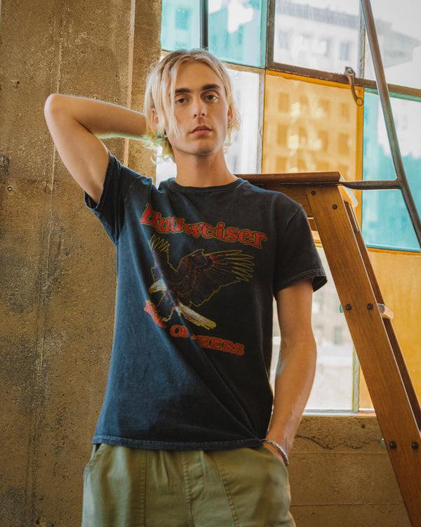 Junk Food Clothing Budweiser Eagle King Of Beers Flea Market Tee Black Mineral