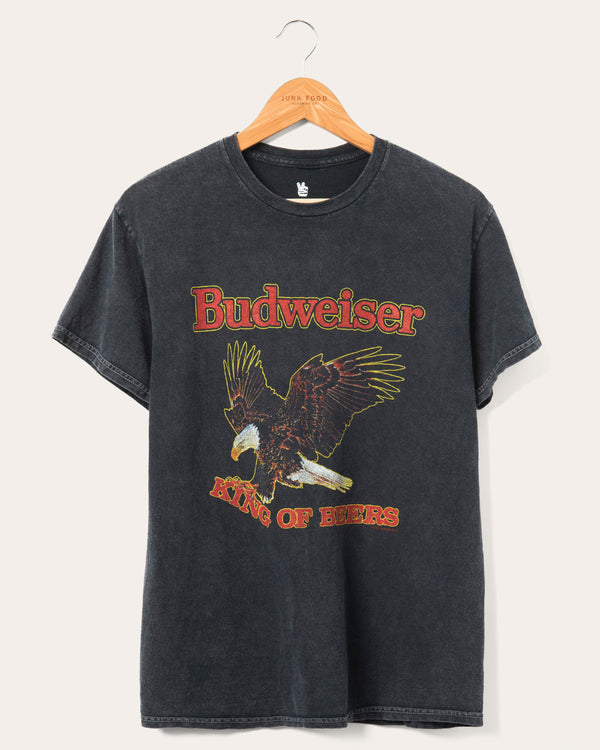 junk food clothing Budweiser Eagle King of Beers Flea Market Tee Black Mineral