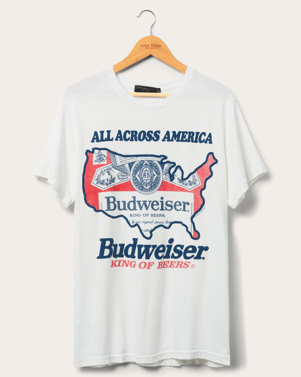 junk food clothing Budweiser Flag Logo Vintage Tee Vintage White