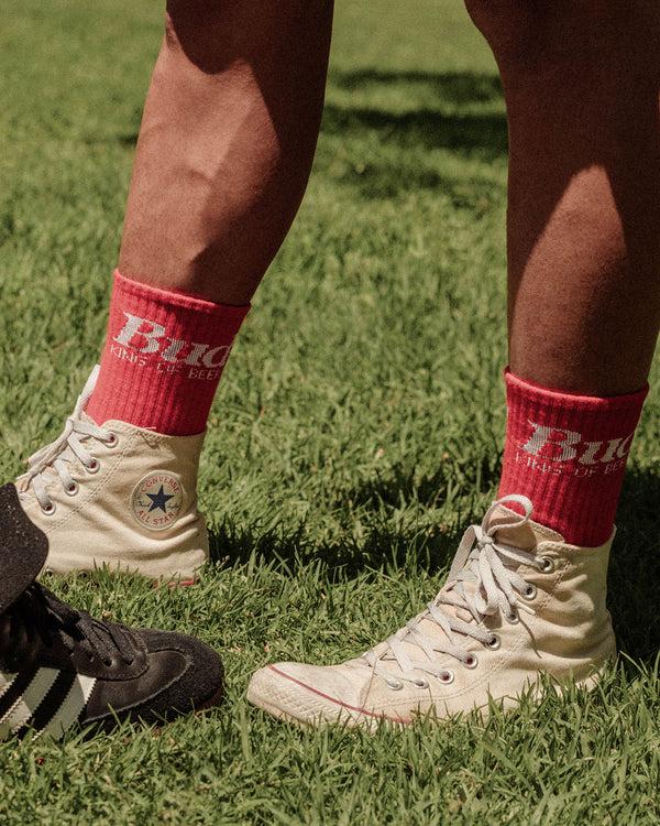 Junk Food Clothing Budweiser King Of Beer Crew Socks Red