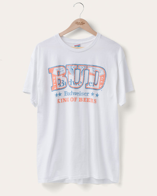 junk food clothing Budweiser King of Beers Flea Market Tee White