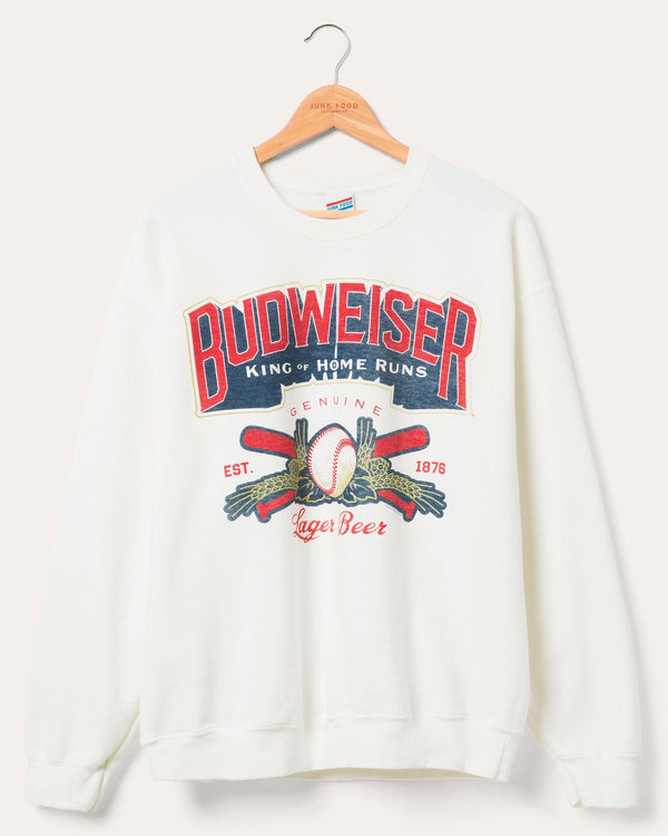 junk food clothing Budweiser King of Homeruns Flea Market Fleece White