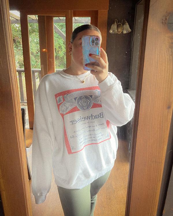 Junk Food Clothing Budweiser Label Flea Market Fleece White