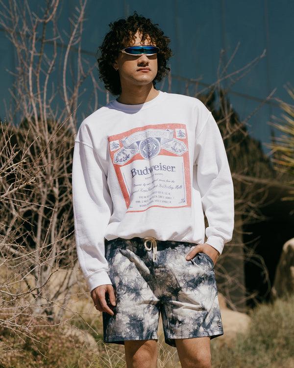 Junk Food Clothing Budweiser Label Flea Market Fleece White