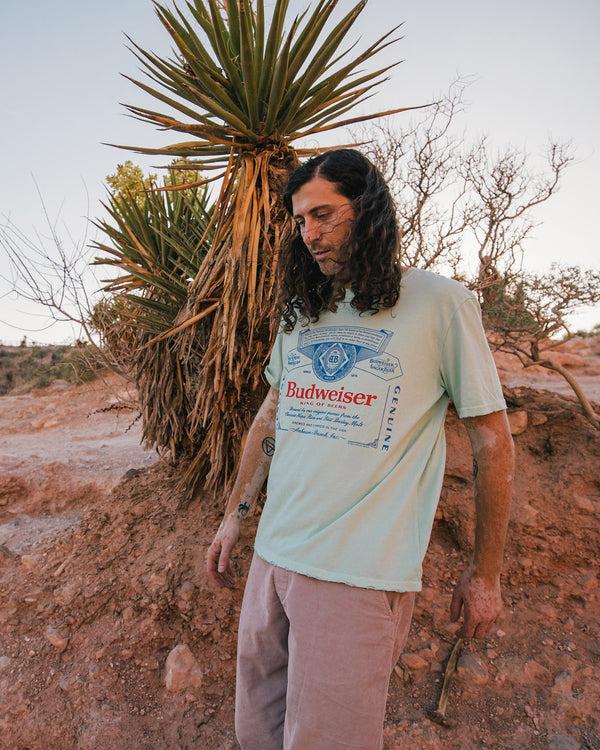 Junk Food Clothing Budweiser Label Vintage Tee Spray