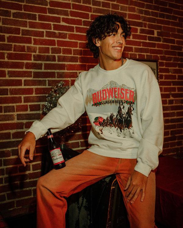 Junk Food Clothing Budweiser Lager Beer Flea Market Fleece White