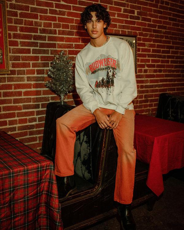 Junk Food Clothing Budweiser Lager Beer Flea Market Fleece White