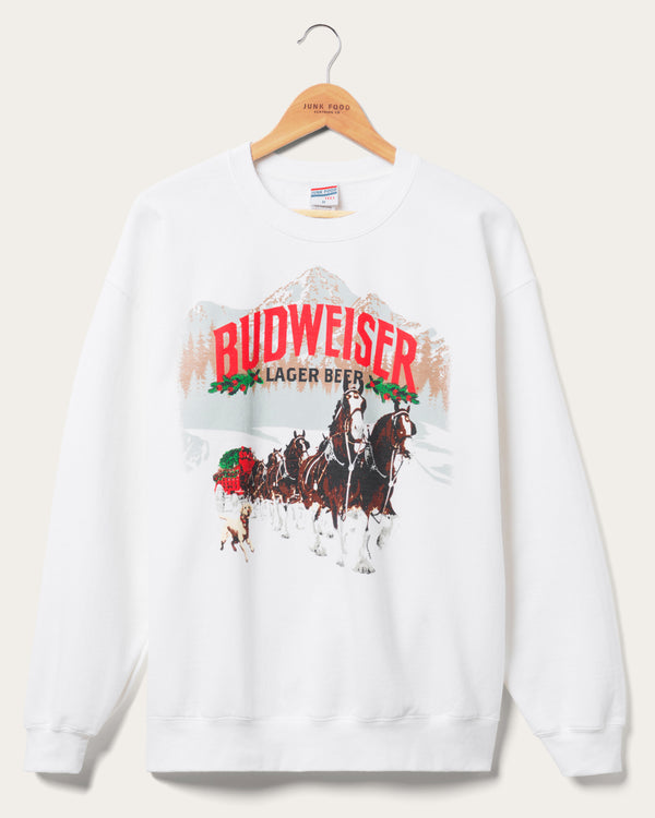 junk food clothing Budweiser Lager Beer Flea Market Fleece White