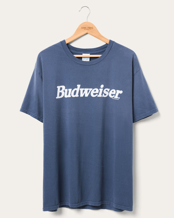 junk food clothing Budweiser Logo Flea Market Tee Blue Dusk