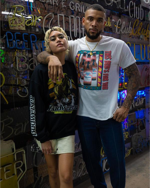 Junk Food Clothing Budweiser Neon Clydesdales Flea Market Fleece Black