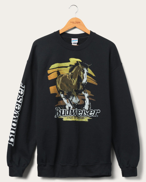 junk food clothing Budweiser Neon Clydesdales Flea Market Fleece Black