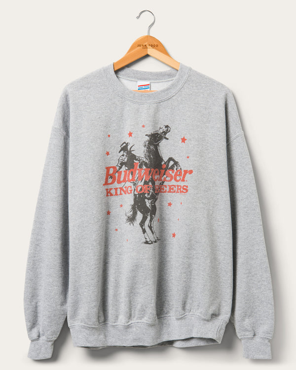 junk food clothing Budweiser Rider Flea Market Fleece Heather Grey