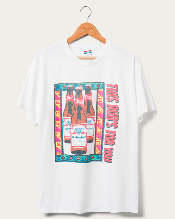 junk food clothing Budweiser This Bud's For You Frame Flea Market Tee White