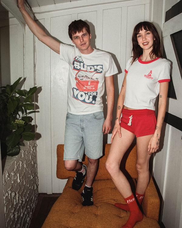 Junk Food Clothing Budweiser This Buds For You Flea Market Tee White