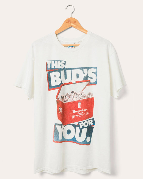 junk food clothing Budweiser This Buds For You Flea Market Tee White