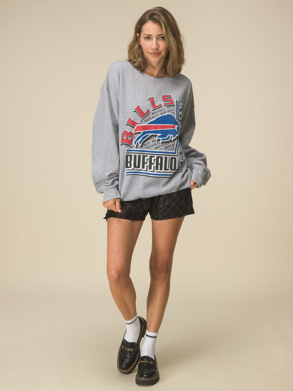 Junk Food Clothing Buffalo Bills Backfield Crew Fleece Heather Grey
