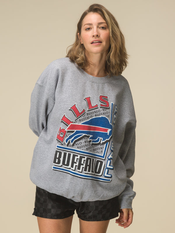 Junk Food Clothing Buffalo Bills Backfield Crew Fleece Heather Grey