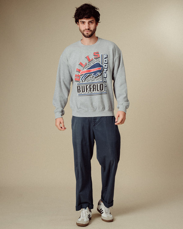 Junk Food Clothing Buffalo Bills Backfield Crew Fleece Heather Grey