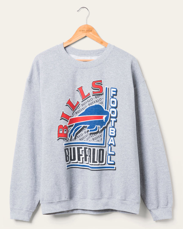 junk food clothing Buffalo Bills Backfield Crew Fleece Heather Grey