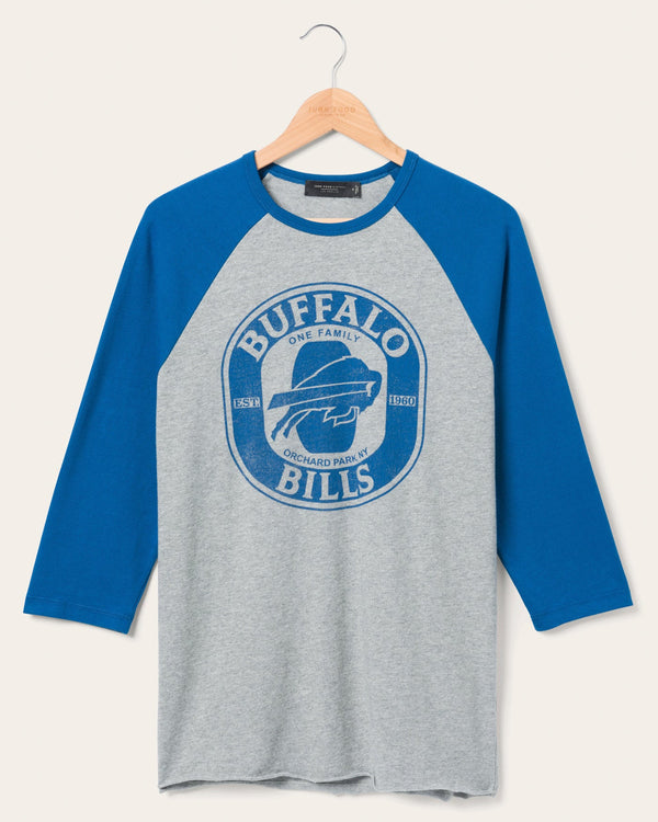 junk food clothing Buffalo Bills Elite Raglan Heather Grey/Liberty