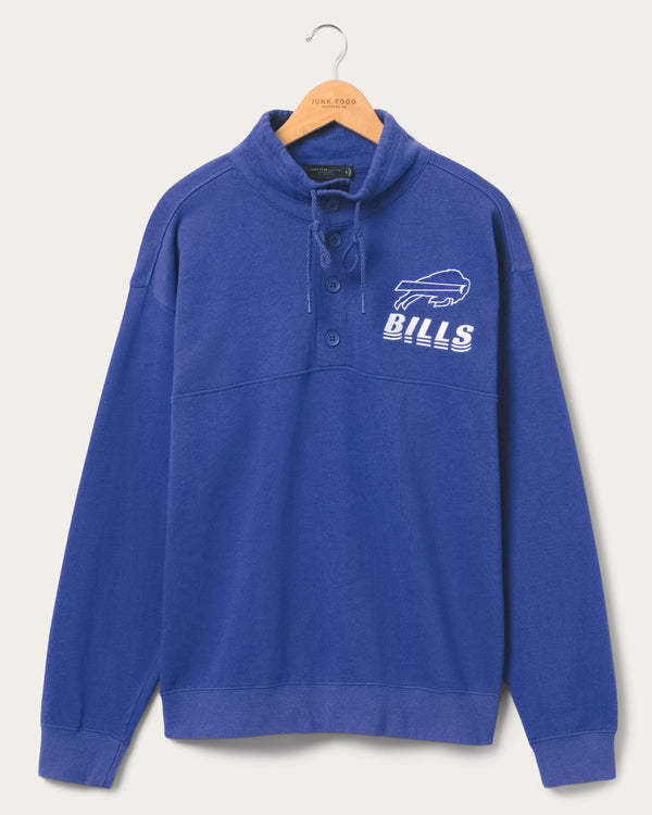 junk food clothing Buffalo Bills Mock 1/4 Button Up Liberty