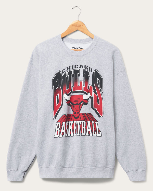 junk food clothing Bulls Backcourt Crew Fleece Heather Grey