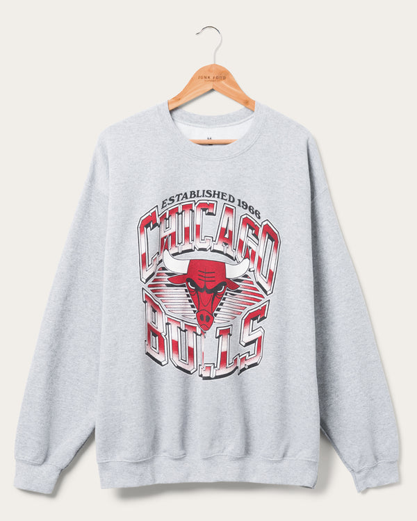 junk food clothing Bulls Chrome Lines Crew Fleece Heather Grey