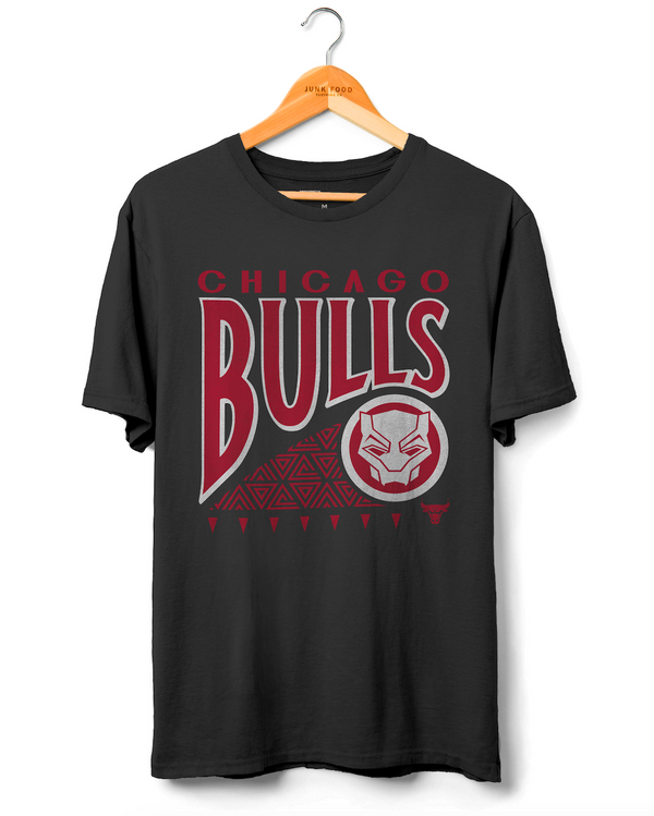 junk food clothing Bulls Wakanda Forever Pattern Tee Black