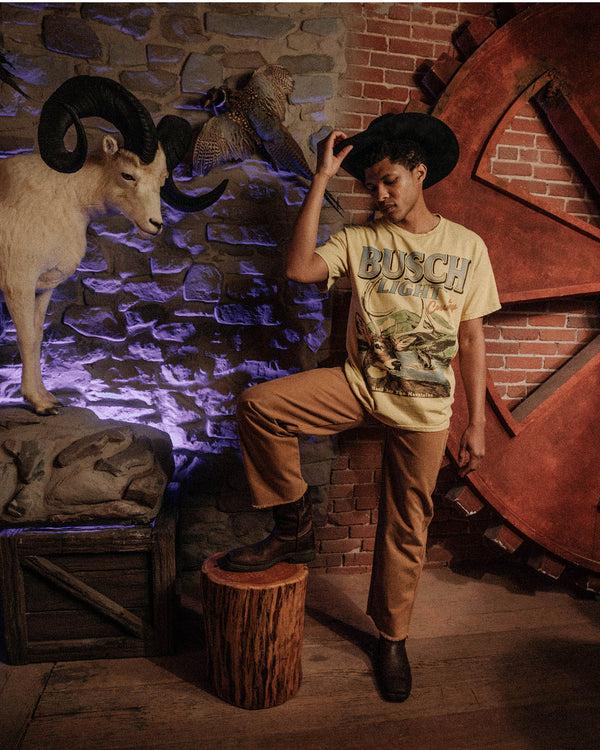 Junk Food Clothing Busch Light Deer Flea Market Tee Dusty Citron