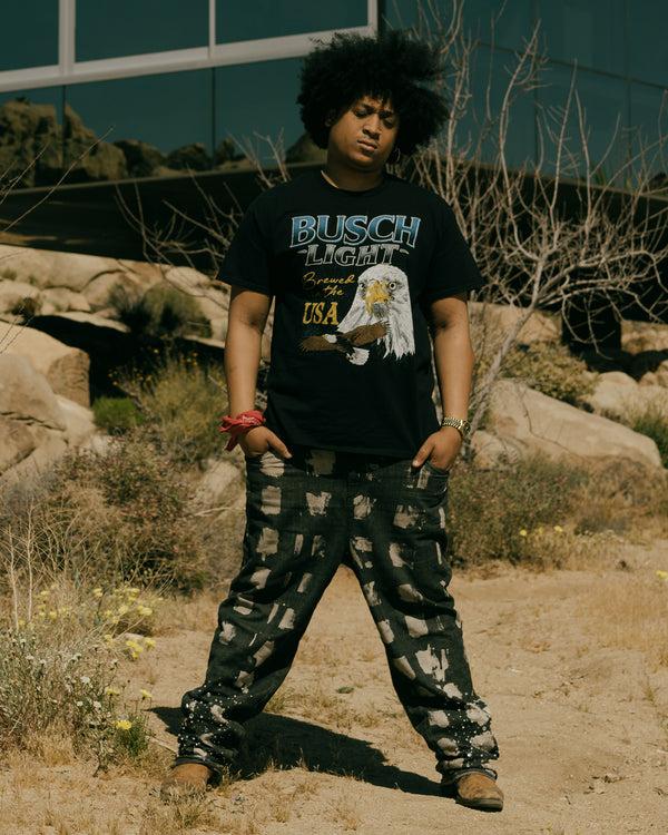 Junk Food Clothing Busch Light USA Eagle Flea Market Tee Black