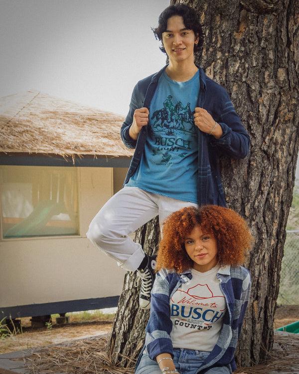 Junk Food Clothing Busch Light Vintage Tee Ashley Blue