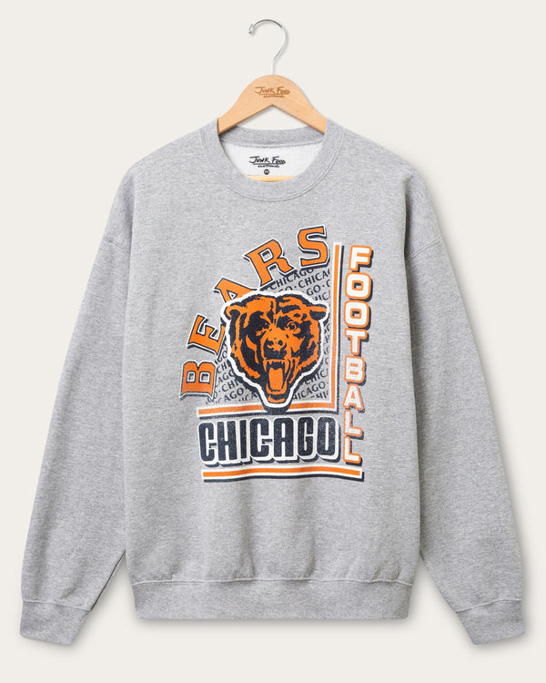 junk food clothing Chicago Bears Backfield Flea Market Crew Fleece Heather Grey