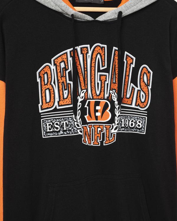 Junk Food Clothing Cincinnati Bengals Tri Color Block Hoodie Midnight/Orange/Heather Grey