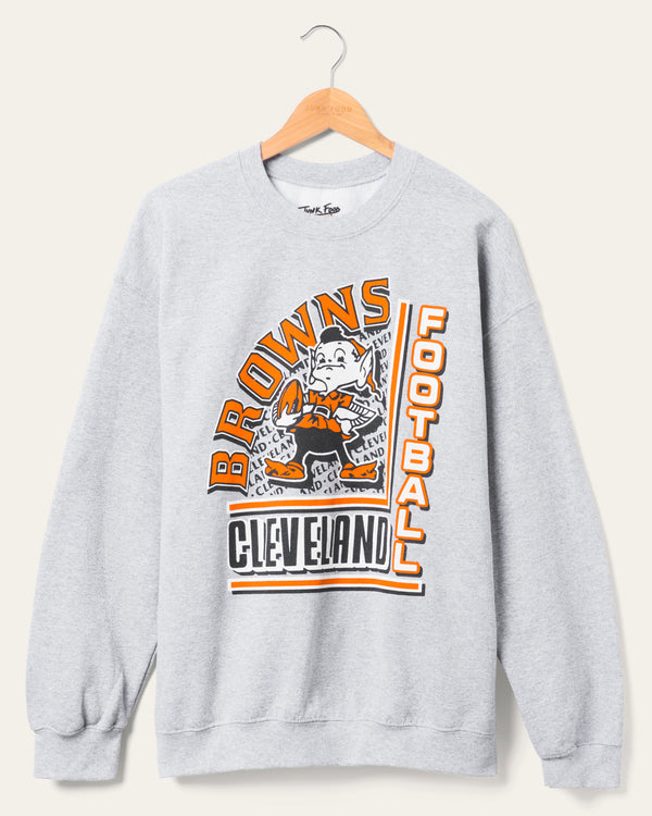 junk food clothing Cleveland Browns Backfield Crew Fleece Heather Grey