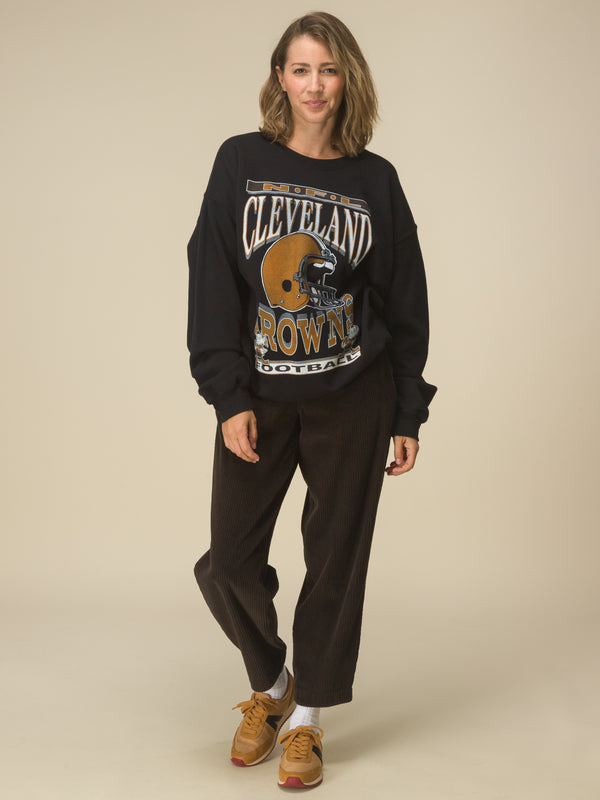 Junk Food Clothing Cleveland Browns Helmet Flea Market Crew Fleece Black