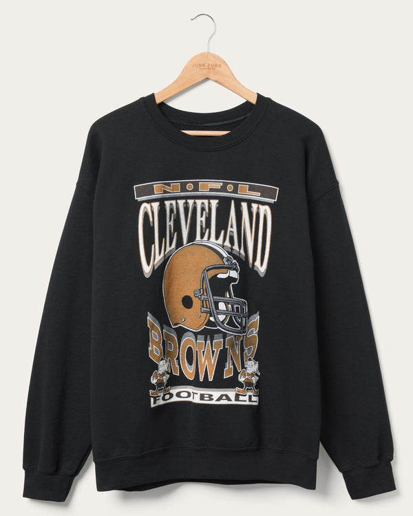 junk food clothing Cleveland Browns Helmet Flea Market Crew Fleece Black