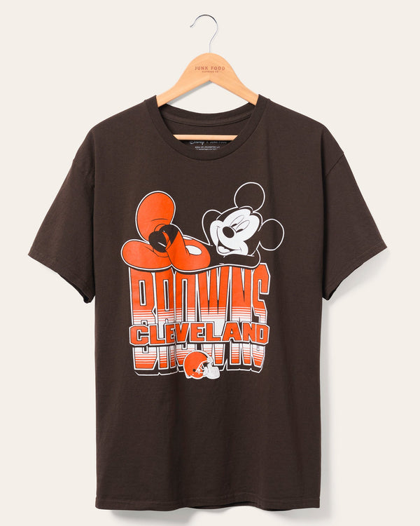 junk food clothing Cleveland Browns Mickey Kick Back Tee Brown