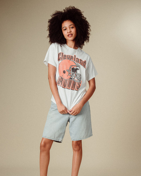 Junk Food Clothing Cleveland Browns Throwback Helmet Flea Market Tee White