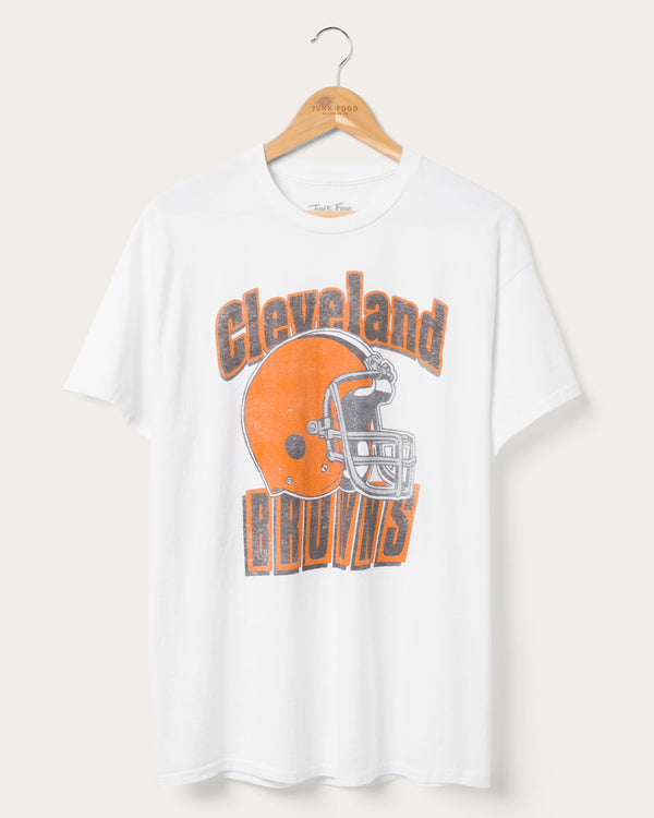 junk food clothing Cleveland Browns Throwback Helmet Flea Market Tee White