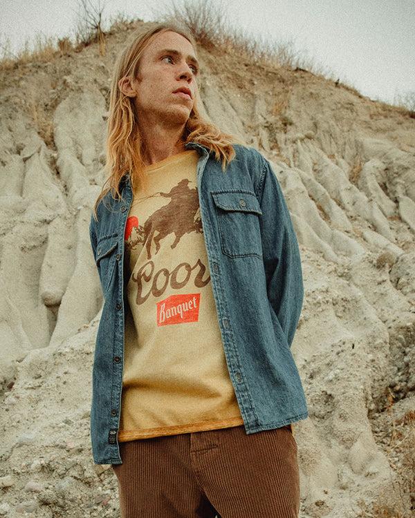 Junk Food Clothing Coors Banquet Cowboy Flea Market Tee Honey