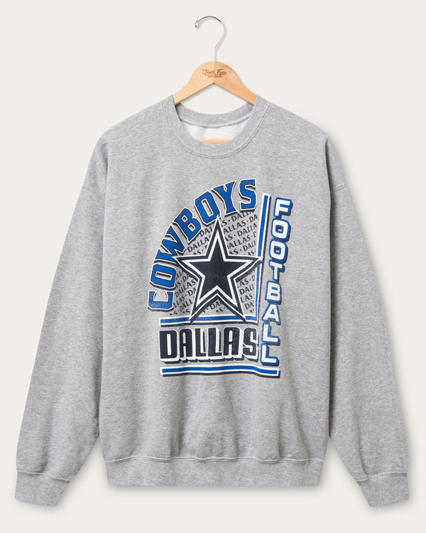 junk food clothing Dallas Cowboys Backfield Crew Fleece Heather Grey