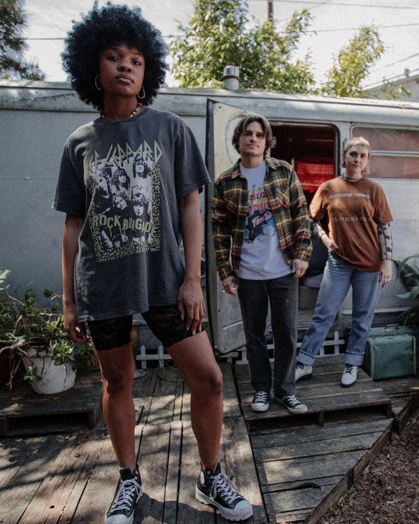 Junk Food Clothing Def Leppard Rock Brigade Vintage Tee Vintage Black