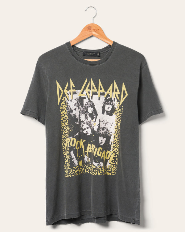 junk food clothing Def Leppard Rock Brigade Vintage Tee Vintage Black