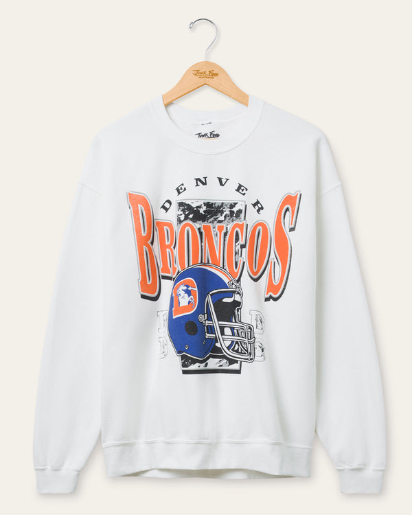 junk food clothing Denver Broncos Conversion Flea Market Crew Fleece White