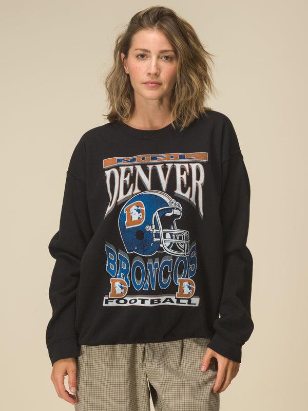 Junk Food Clothing Denver Broncos Helmet Flea Market Crew Fleece Black