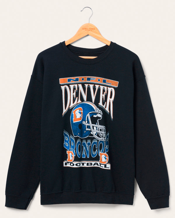 junk food clothing Denver Broncos Helmet Flea Market Crew Fleece Black