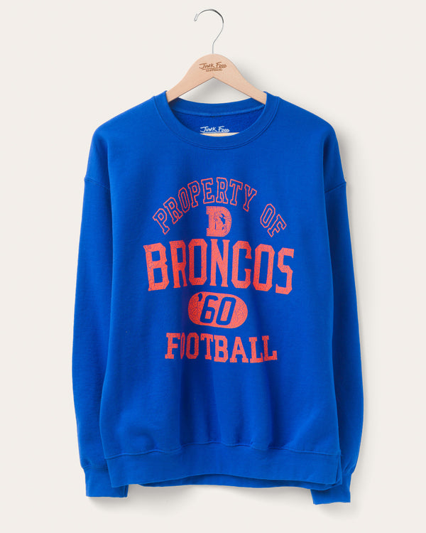 junk food clothing Denver Broncos Property Flea Market Crew Fleece Royal