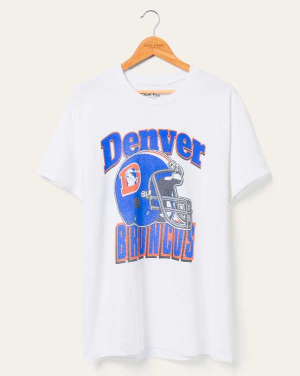 junk food clothing Denver Broncos Throwback Helmet Flea Market Tee White
