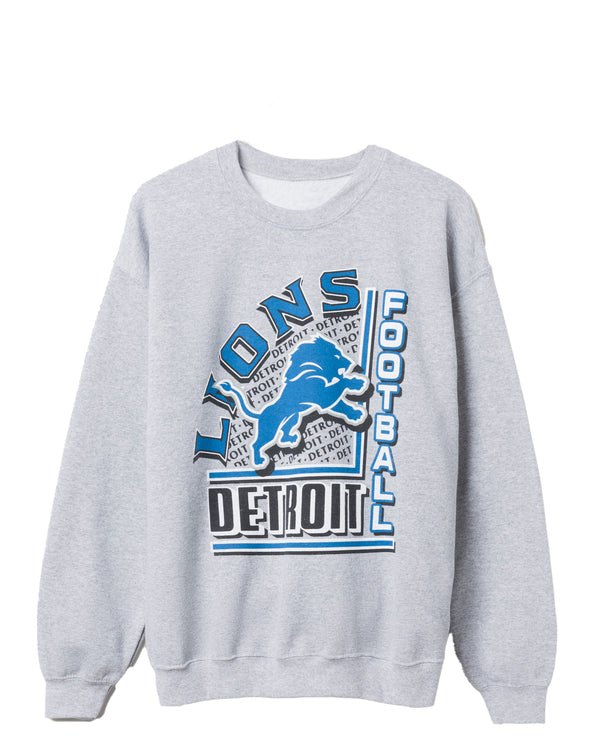 Junk Food Clothing Detroit Lions Backfield Crew Fleece Heather Grey