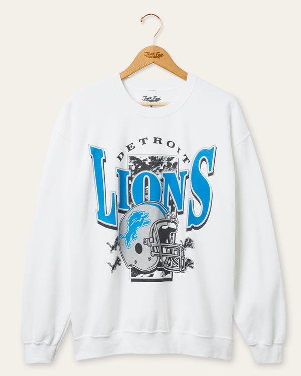 junk food clothing Detroit Lions Conversion Flea Market Crew Fleece White